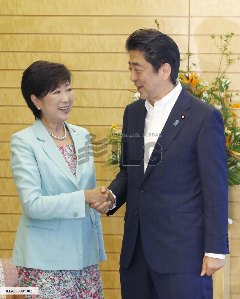 PM Abe meets with Tokyo Gov. Koike