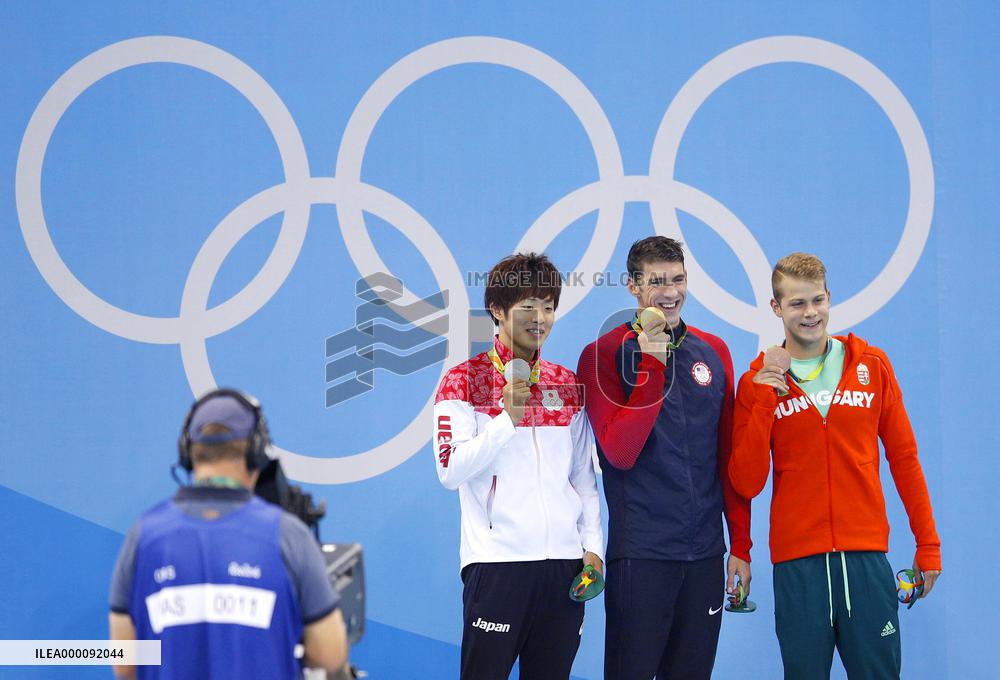 Olympics: Medalists in men's 200-meter butterfly