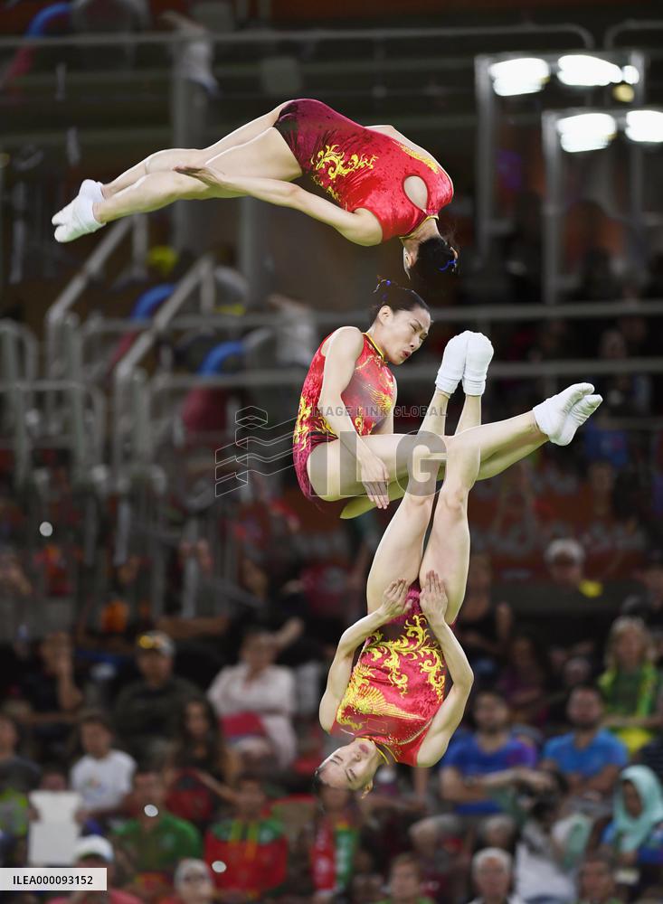 Olympic scenes: Multiple exposure of trampoline technique