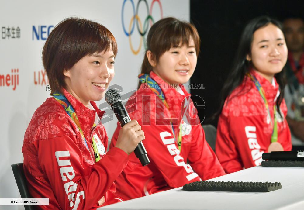Japan's women's table tennis team at press conference