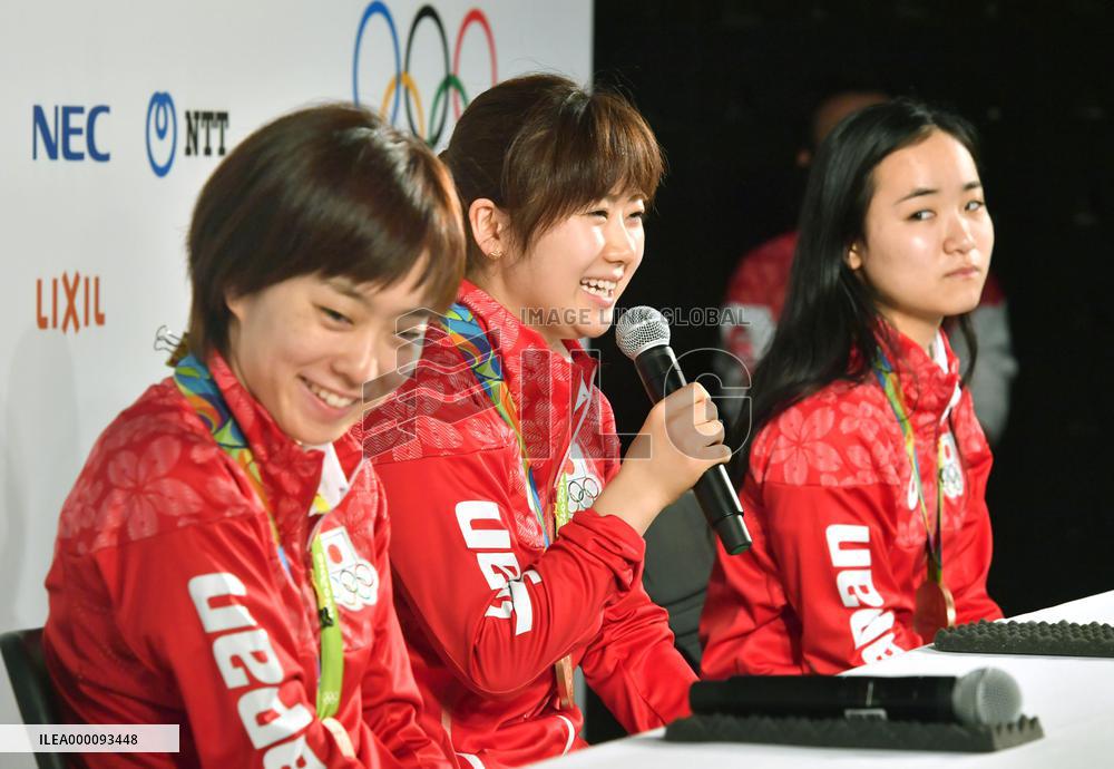 Japan's women's table tennis team at press conference
