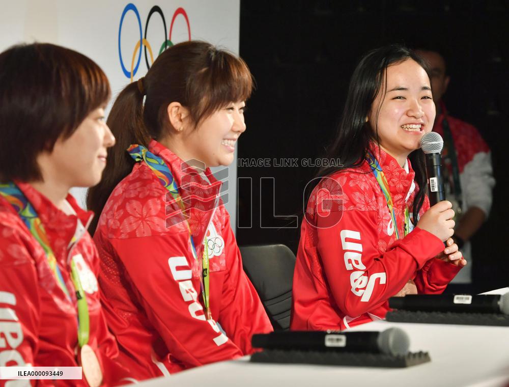 Japan's women's table tennis team at press conference
