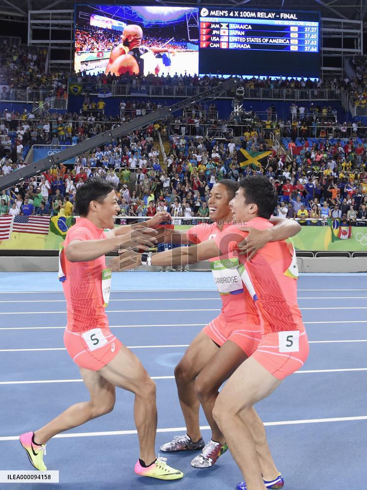 Olympics: Celebration for Japan's 4x100m silver