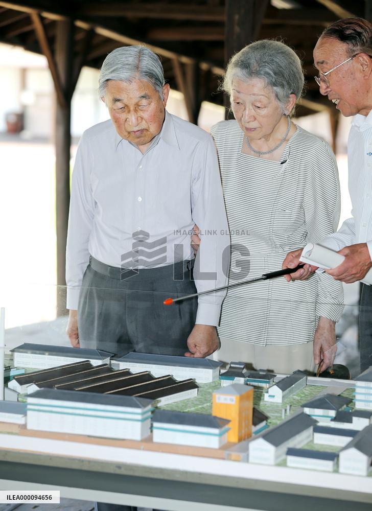 Emperor, empress visit former silk mill in central Japan