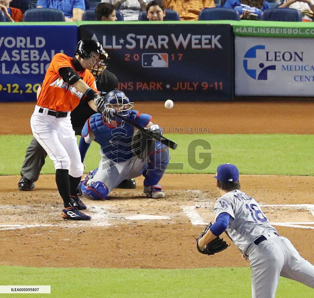 Ichiro singles off Maeda in Marlins' 3-0 win