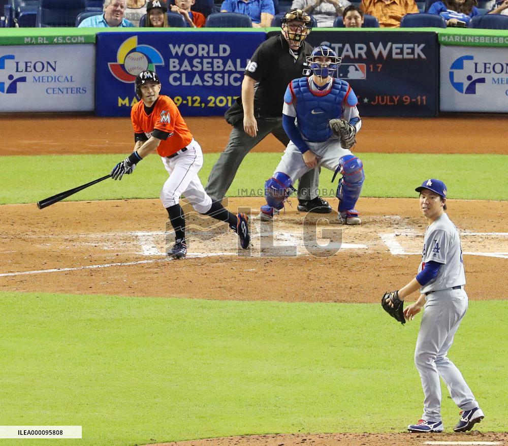 Ichiro singles off Maeda in Marlins' 3-0 win