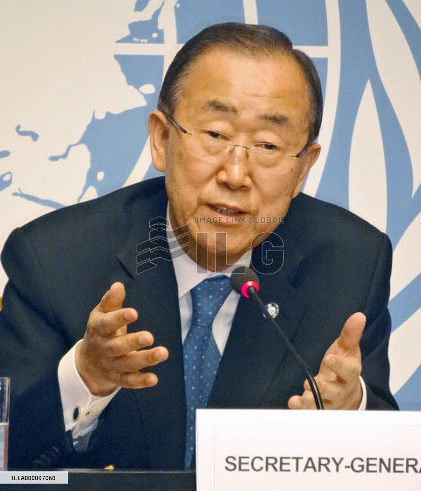 U.N. Secretary General Ban Ki Moon at press conference