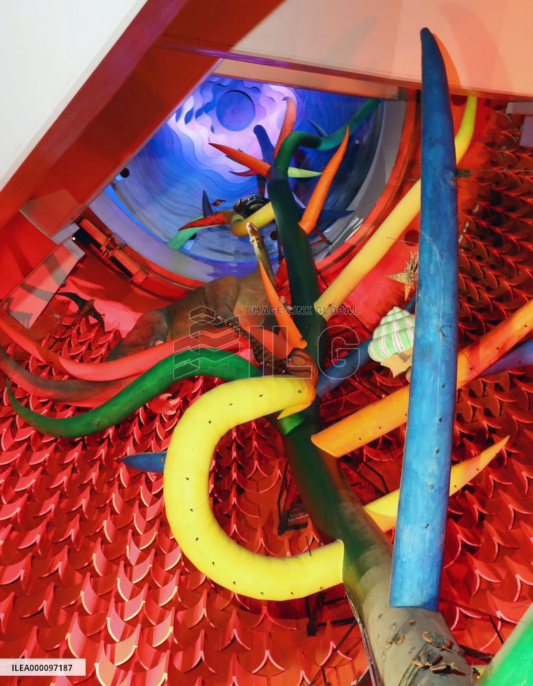 Interior of Tower of the Sun opened to media