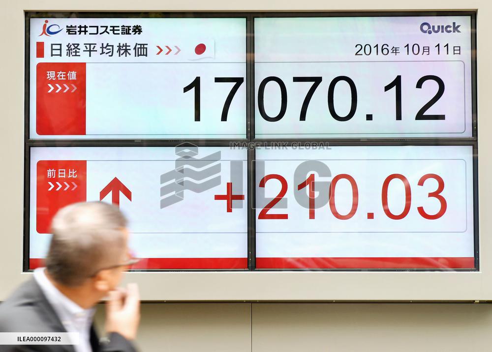 Nikkei stock index retakes 17,000 line