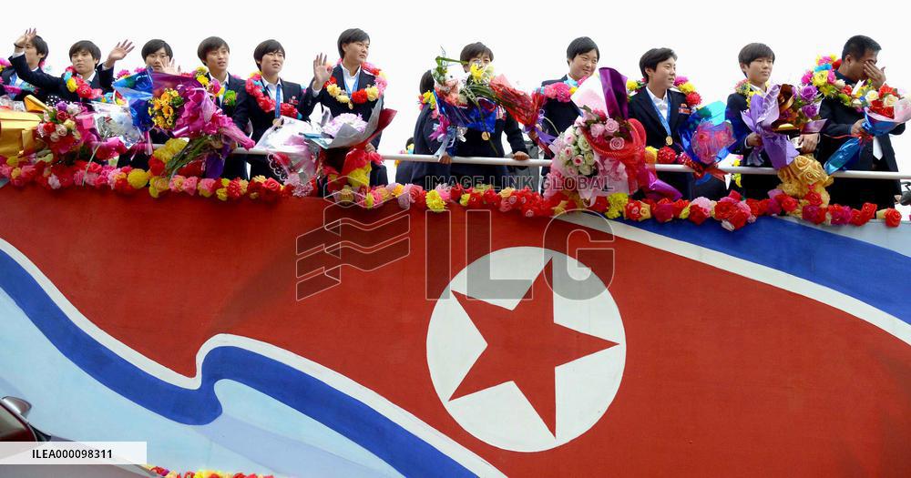 N. Korea's U-17 soccer team returns home after World Cup victory