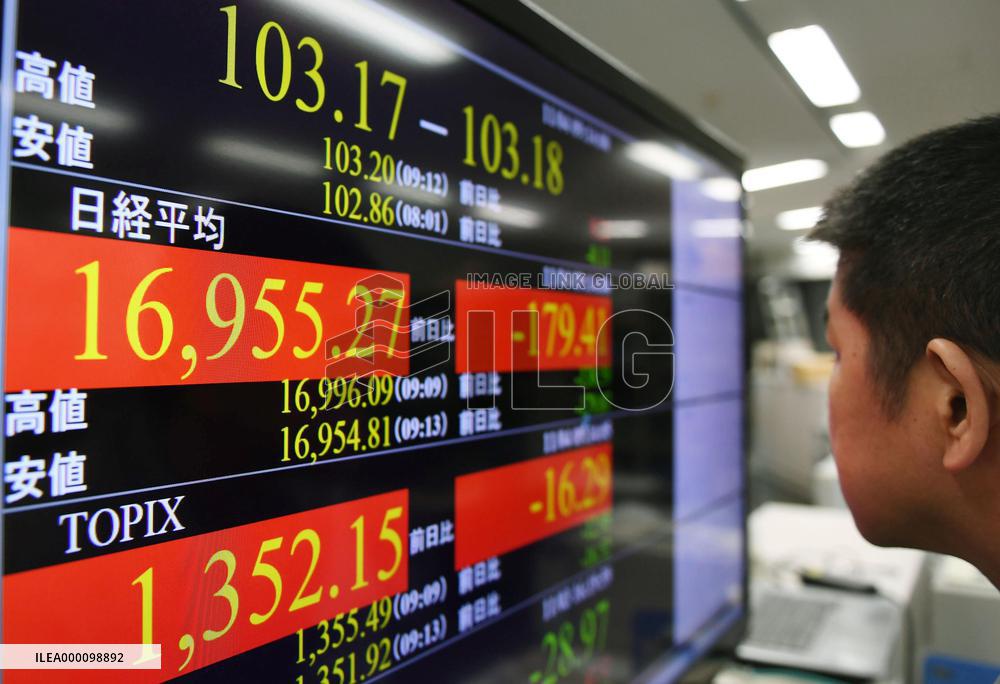 Tokyo stocks fall on uncertainty over U.S. presidential race