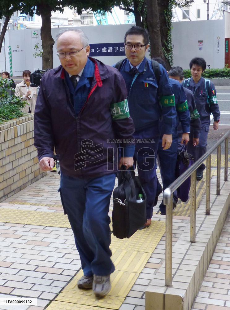 Inspection of sinkhole by transport ministry official in Fukuoka