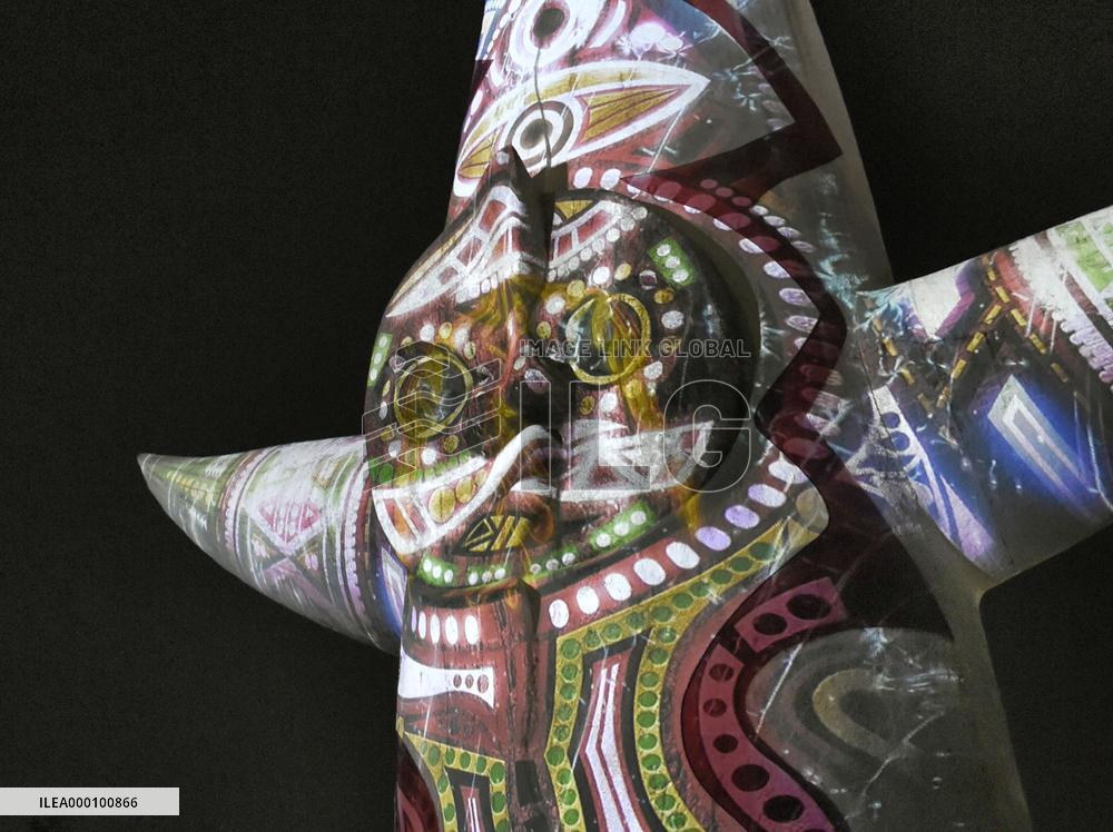 Projection-mapping onto the Tower of the Sun