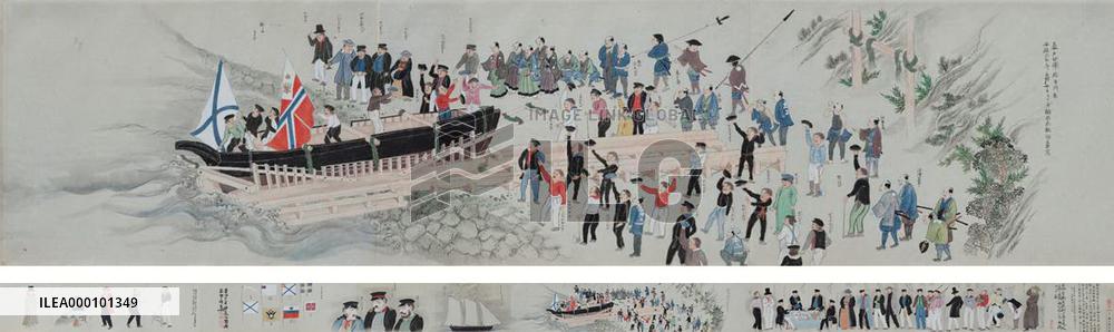 Abe gives Putin painting related to 1855 Japan-Russia treaty
