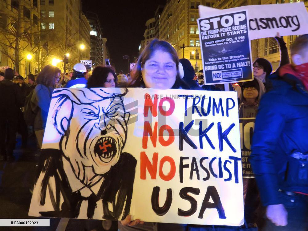 Anti-Trump protests before inauguration ceremonies