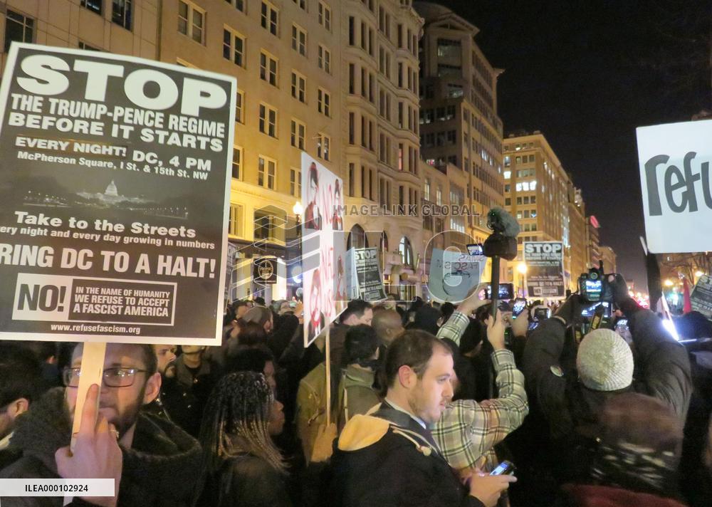 Anti-Trump protests before inauguration ceremonies