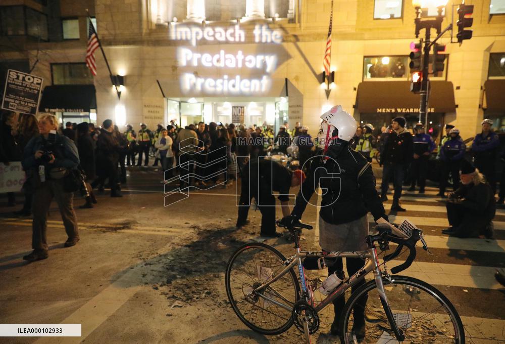 Anti-Trump protests before inauguration ceremonies