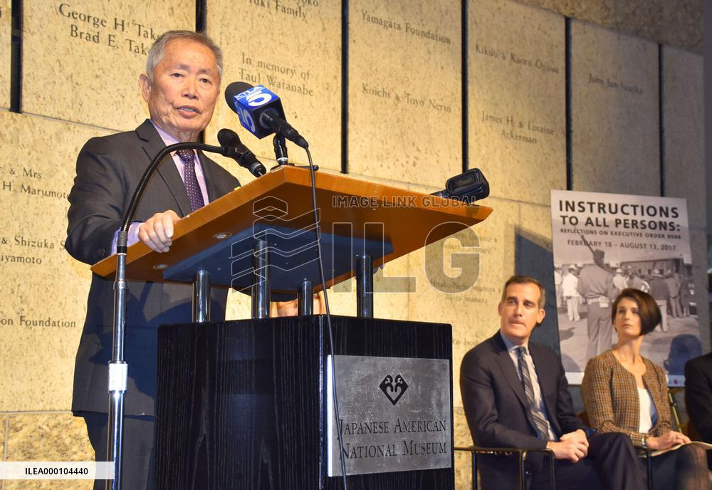 Actor Takei slams "Muslim ban" on 75th anniv. of Japanese internment