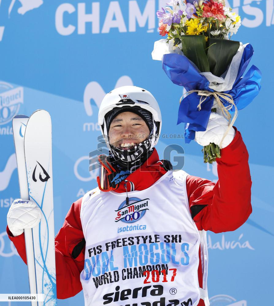 Skiing: Japan's Horishima wins dual moguls at freestyle world