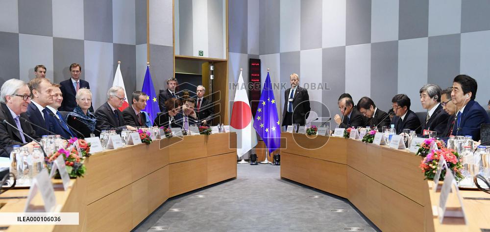 Japan PM, EU chiefs voice hope for early deal in trade talks