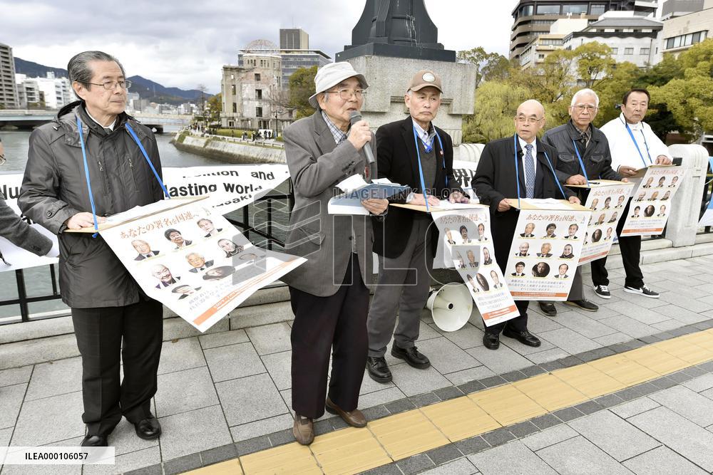 Signature-collecting campaign for treaty outlawing nuclear arms