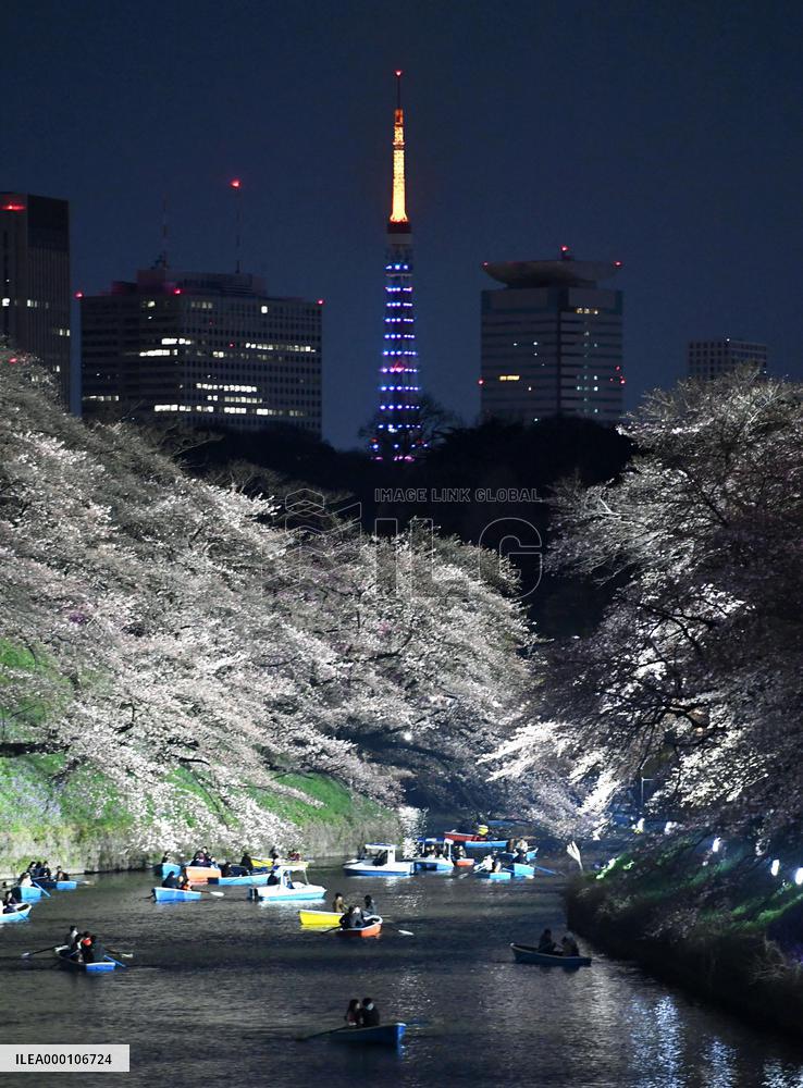 Tokyo Tower lit up in blue to commemorate World Autism Awareness Day