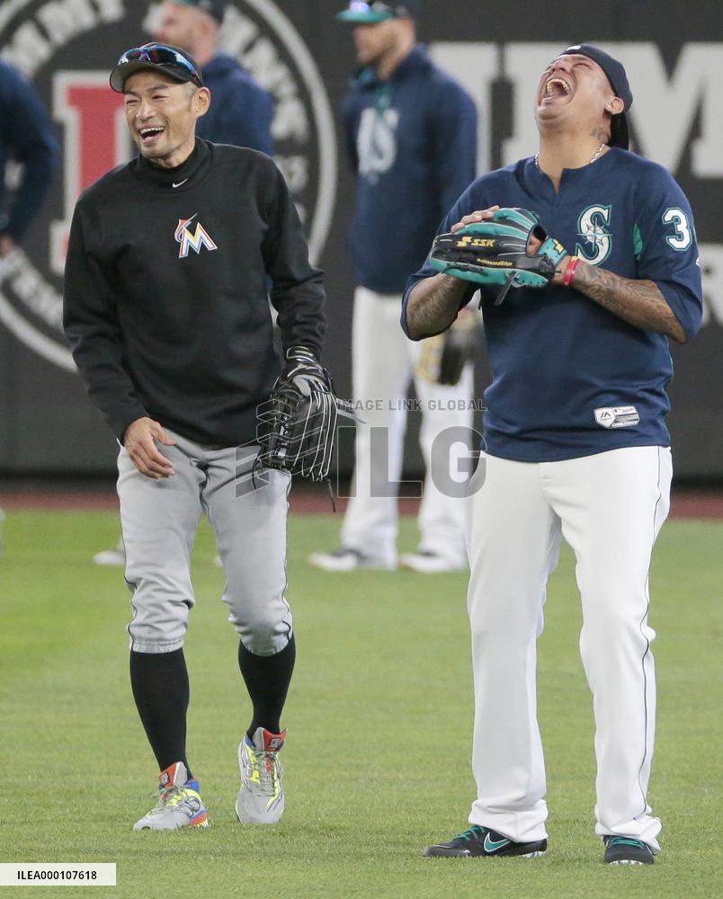 Baseball: Ichiro, Hernandez before Marlins-Mariners game