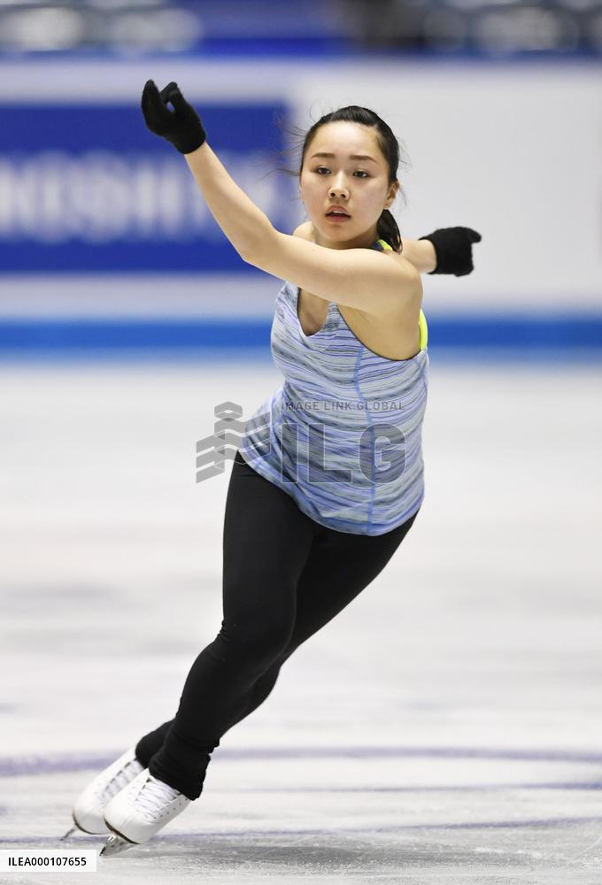 Figure skater Higuchi at official training session
