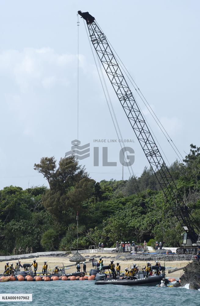 Japan begins seawall work for controversial U.S. base in Okinawa