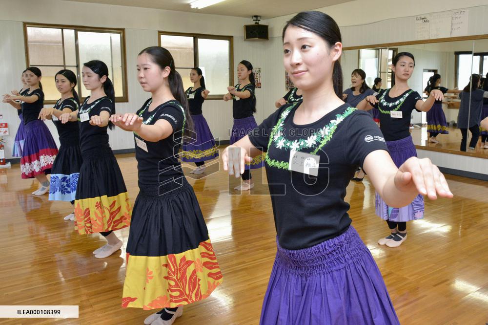 New hula dancers practice ahead of debuts in Fukushima