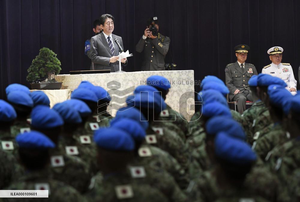 PM Abe gives address to those engaged in PKO