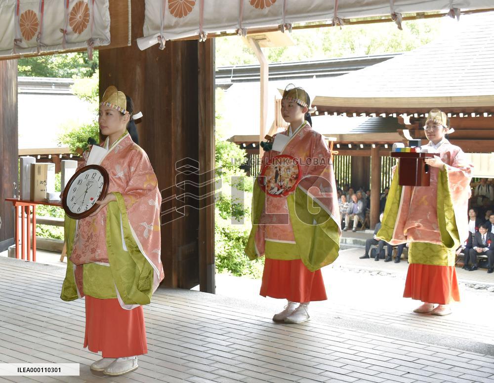Clock festival held at shrine celebrating Japan's 1st timepiece