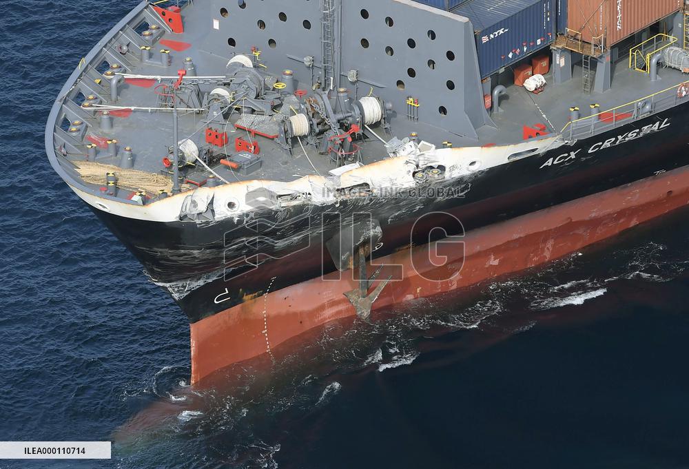 U.S. Navy ship collides with container ship off Japan
