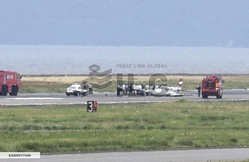 Small plane collapses on landing at Nagasaki airport