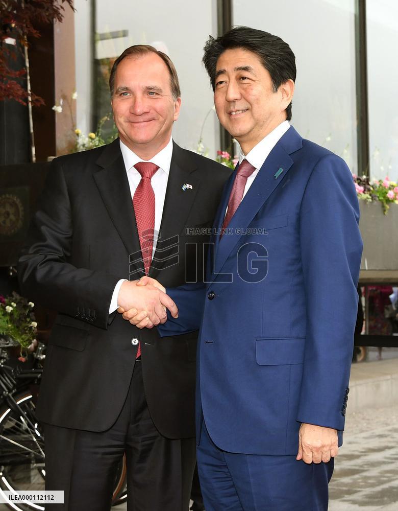 Japanese Prime Minister Abe arrives in Sweden