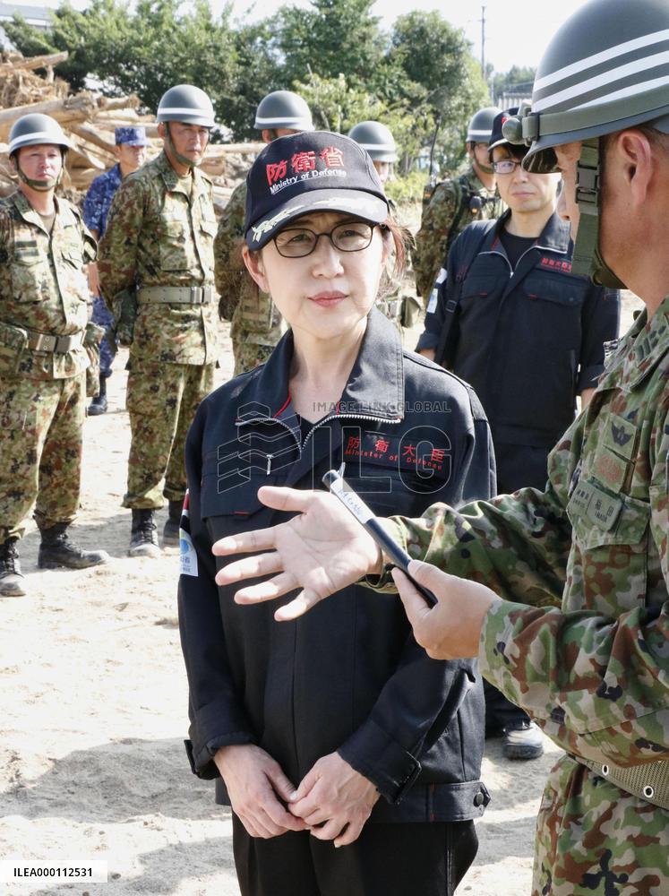 Defense chief Inada visits flood-hit southwest Japan
