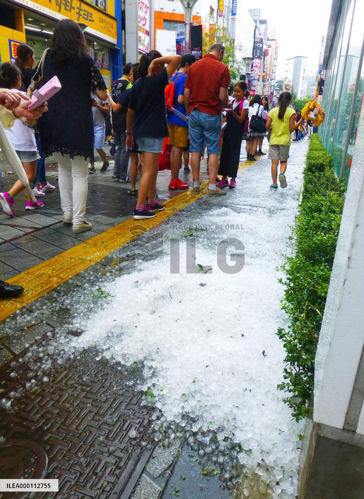 Hailstones hit central Tokyo