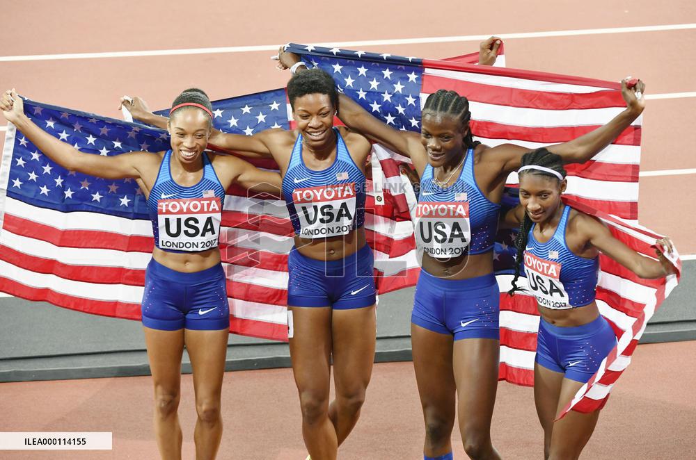 Athletics: U.S. women's 4x400m relay team wins gold at worlds