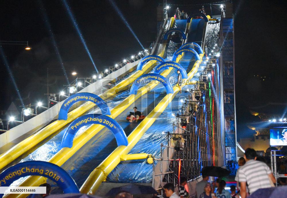 Water slide installed in Seoul