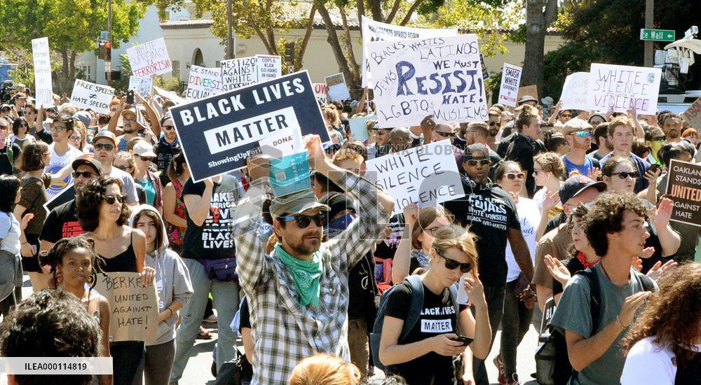 Demonstrators protest against hate in Berkeley