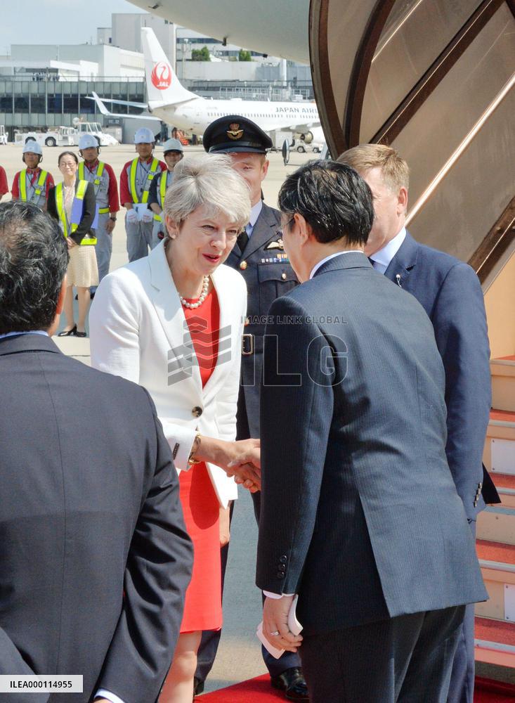 Britain PM May arrives in Japan