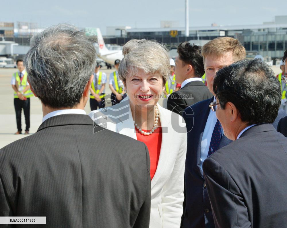 Britain PM May arrives in Japan