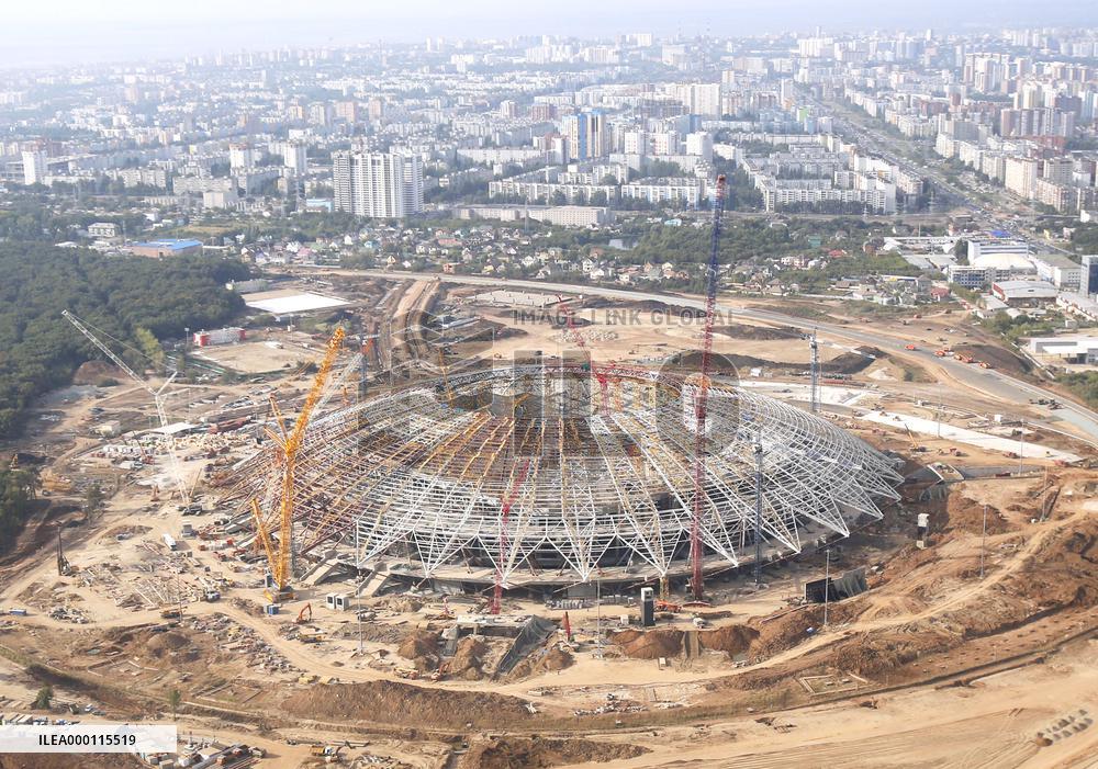 Stadium under construction in Russia ahead of soccer World Cup