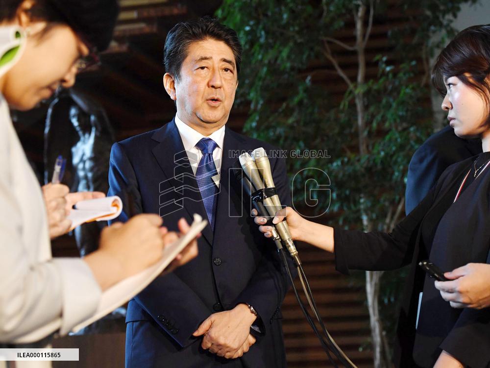 Japan PM Abe reacts to N. Korean missile