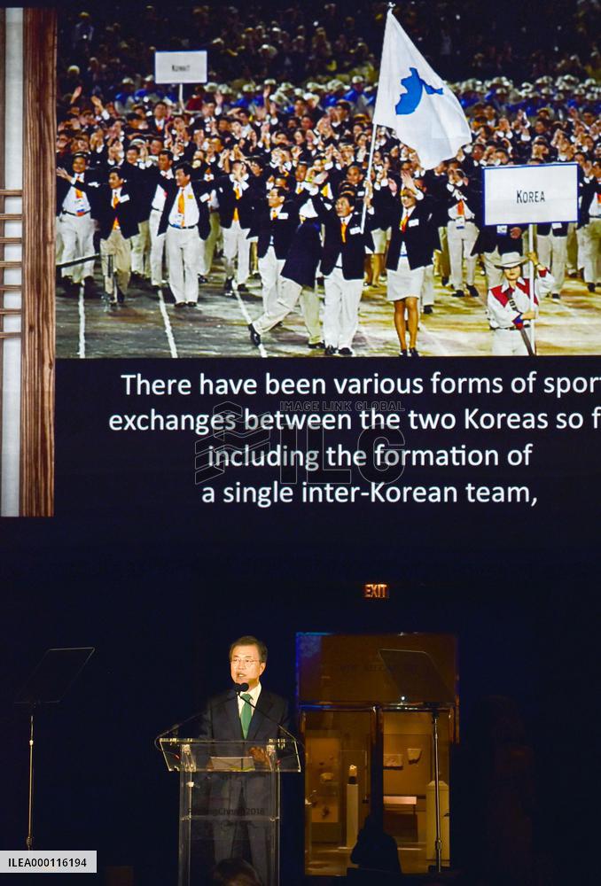 Olympics: S. Korean Pres. Moon in Pyeongchang promotional event