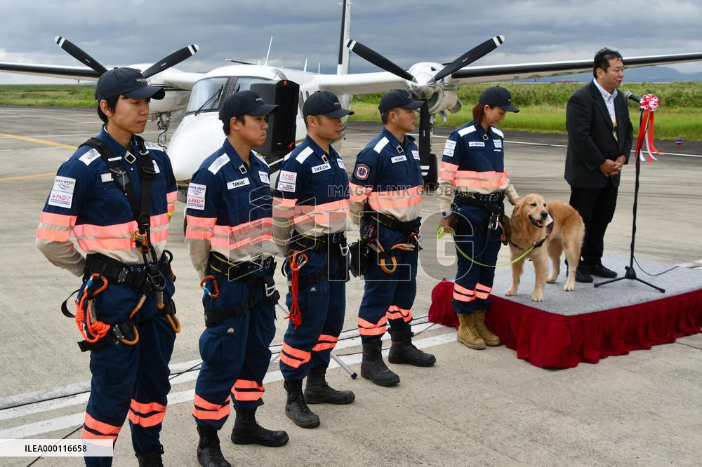 "Flying doctor" team for disaster relief unveils aircraft in Saga