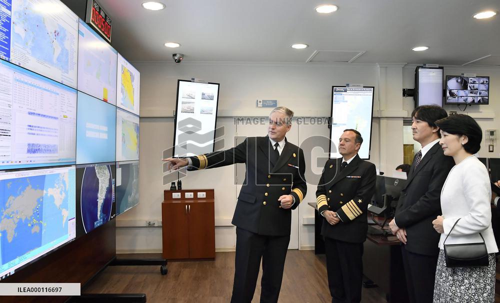 Prince Akishino, Princess Kiko visit navy facility in Chile
