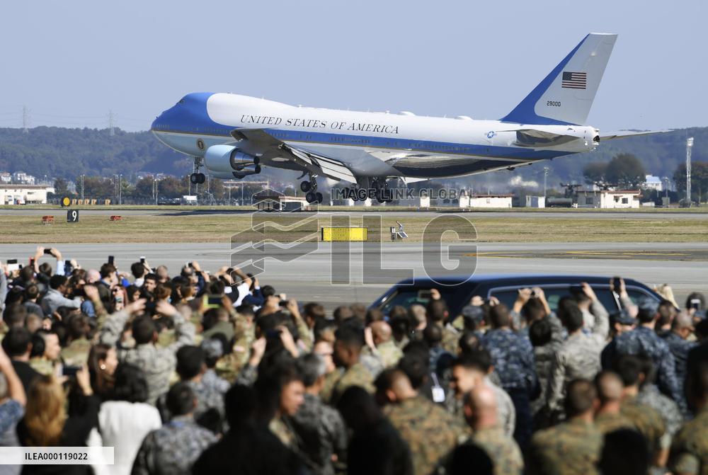 Air Force One lands in Japan for Trump visit
