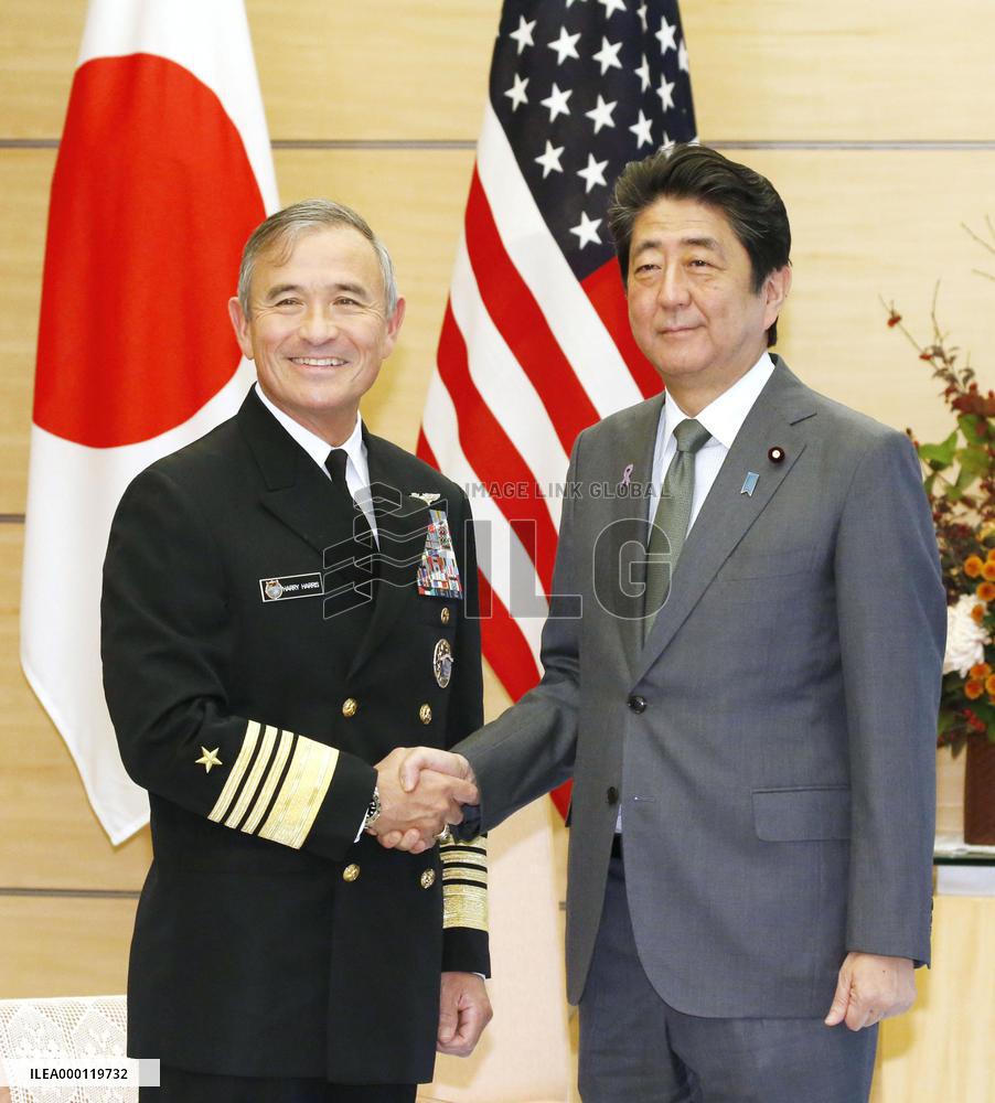 Japan PM Abe, U.S. Pacific Command chief discuss N. Korea
