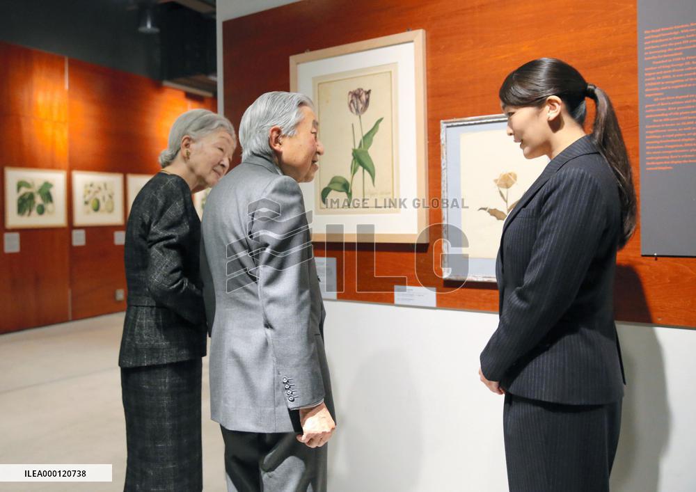 Japan's Emperor and Empress visit art show in Tokyo